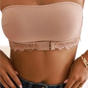 Cupshe Lace Trim Strapless Bandeau - Blush